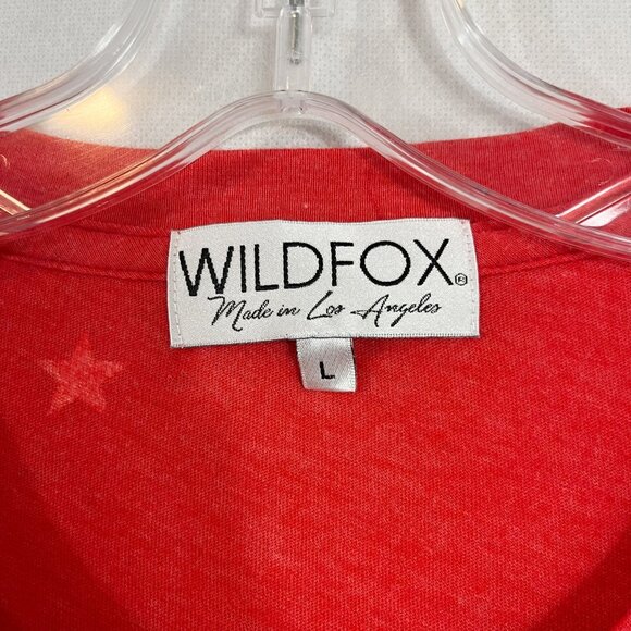 Wildfox Football Star Tee Red & White Star Print Short Sleeve Crewneck - LARGE - Picture 3 of 6
